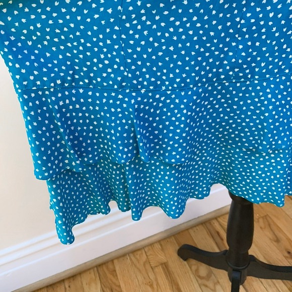 Vintage Union Made Karin Stevens Blue Tiered Floral Dress M Medium - Picture 12 of 13